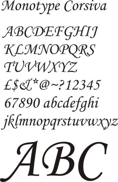 tipografia monotype corsiva
